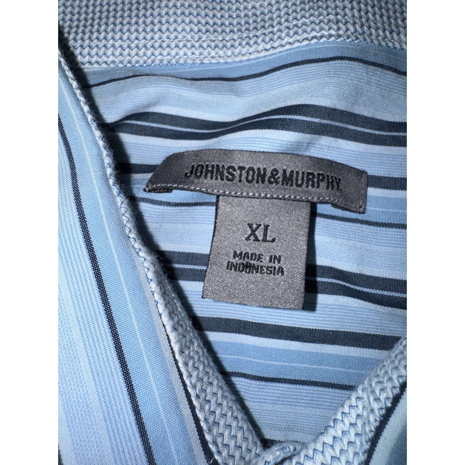 Johnston & Murphy Men's Xl Blue Striped Button Down Dress Shirt Long Sleeve